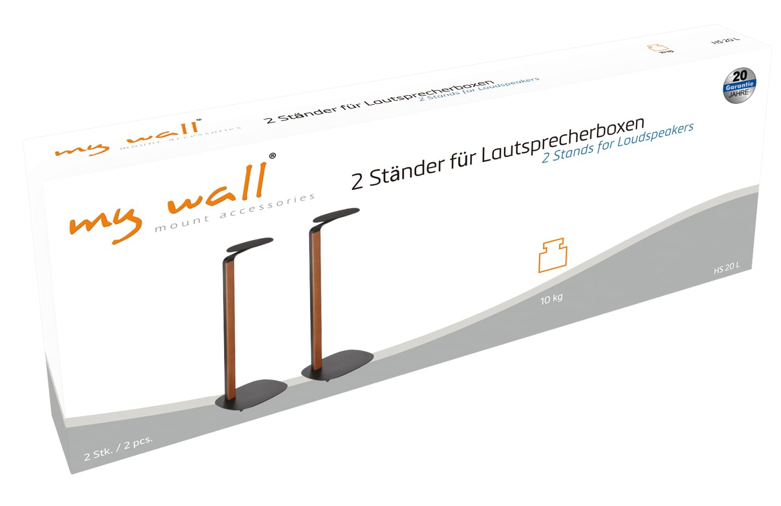 My Wall HS 20 L Piedistallo per Altoparlante Supporto da Pavimento Nero, Legno 2 pz.