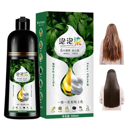 Champú de tinte para el cabello espumoso, cobertura gris, 500 ml, producto colorante de espuma natural para mujeres hombres viajeros ocupados salón de casa