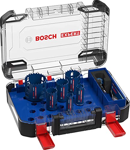 Bosch 6x Coffrets de scies trépans EXPERT Tough Material (pour Bois avec métal, Brique, Ø 22, 25, 35, 40, 51, 68 mm, Professional Accessoire...