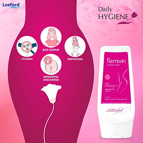 Image of Leeford Femivin Intimate Wash Combo Pack of 3 for Women - Daily Hygiene || Maintain pH Balance and Soap Free || Enriched with Tea Tree Oil || Daily use || Clean and Fresh all Day - 100ml Each