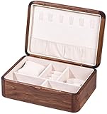 CONGRUI Joyero de madera con forro de franela, pequeño estuche de almacenamiento para anillos, aretes, collares, pulseras