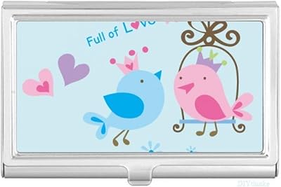 Illustration Lovely Birds Cage Business Card Holder Case Pocket Box Wallet
