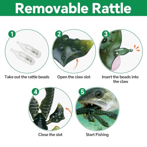 Image of Battle Craw Soft Plastic Crawfish Lures Kit with Removable Rattles
