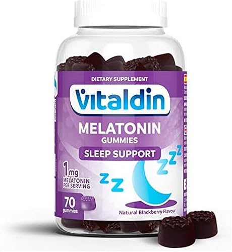 Gommes mélatonine 1 mg goût mûre, 70 gummies pour 2 mois Vitaldin