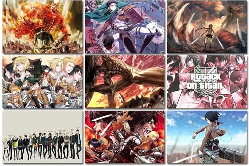 Image of ATEVON Attack on Titan Wall Collage Kit - 18 Manga Posters (6x4 Inch) | Aesthetic Anime Room Decor Featuring Eren, Mikasa, Armin & Levi