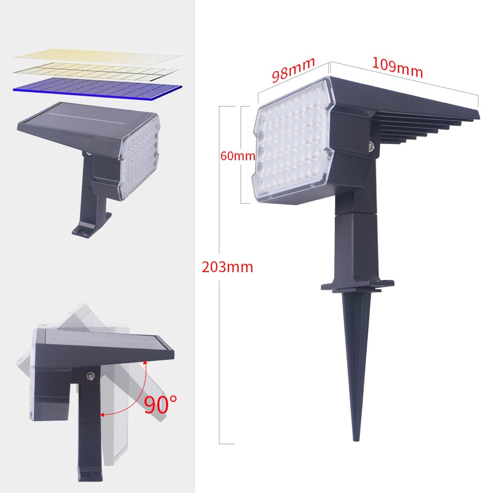 Solarlampen für Außen,6500K Kaltweiß Solar Strahler 10 Stück,IP65 Wasserdicht 45 LEDs Solar Gartenleuchten Solarleuchten,Aussenleuchte Wandleuchte für Draußen Garten,Weg,Hof,Gehweg