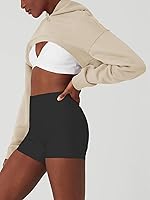 Vista 2 de LASLULU Sudadera corta con capucha para mujer, suéter de manga larga, suéter de forro polar, sudadera Y2K para salir, moda de otoño