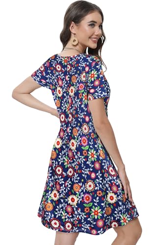 Image of Summer Dresses for Women Casual Tshirt Short Sleeve Floral Sundress Beach Cover Ups with Pockets 2026