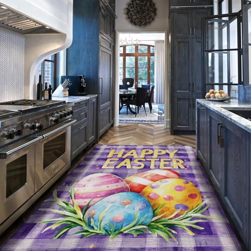 Tapis Easter Eggs vintage violet pour une ambiance douce et cosy