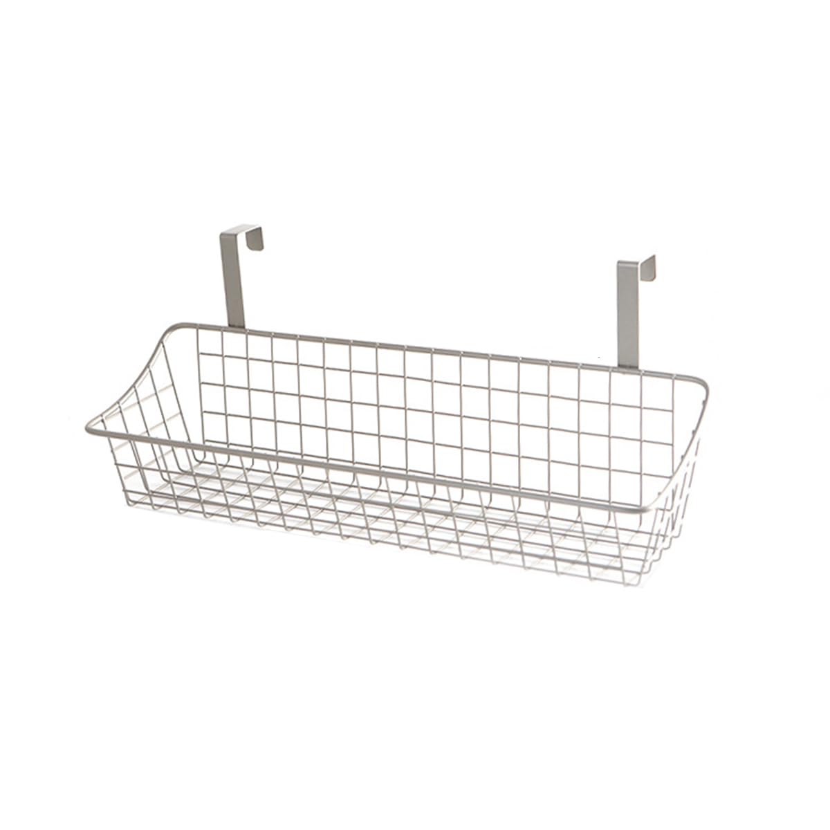 Homieco Over The Cabinet Door Storage Basket Metal Wire Kitchen Cupboard Drawer Hanging Caddy Organizer Bakeware Holder Spice Jar Rack (Champagne Silver 1)