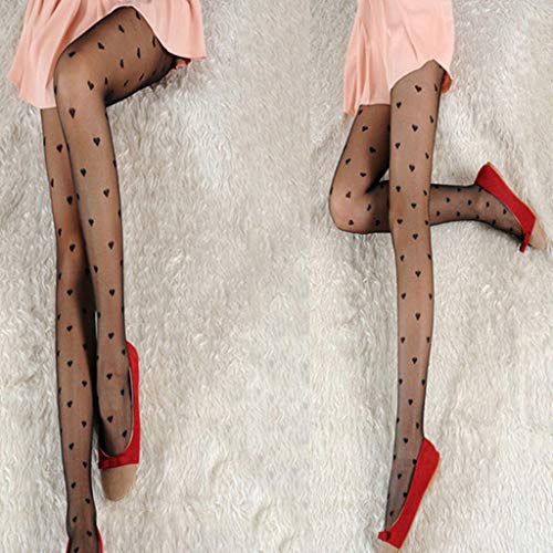 Soft Warm Hosiery, Womens Heart Print Pantyhose See-Through Tights Stockings Mesh Party Lingerie2