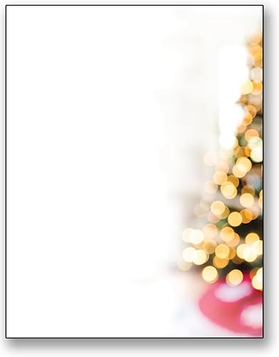 Lit Christmas Tree Holiday Stationery - 50 hojas membrete para eventos de invierno y vacaciones
