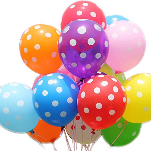100 x da.WA palloncini per festa di nozze e celebrazione decorazione in colori assortiti con pois
