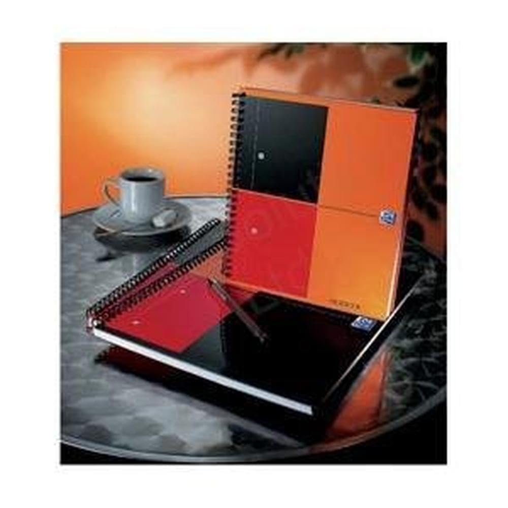 Oxford International ActiveBook - Cuaderno de espiral doble (5 unidades, con rayas, 40 hojas, A5+, perforado, incluye compartimento para hojas sueltas), color naranja, rojo y negro