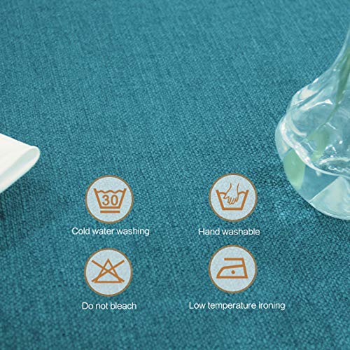 Tischdecke Abwaschbar Lakeblau 140 x 240 cm Leinenoptik Wasserdicht – Ansicht 4