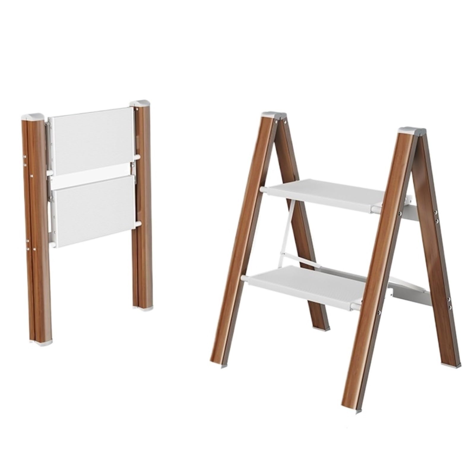 Attic Staircase Aluminum Lightweight Folding Ladder Stool with Anti-Slip Wide Pedal, 330lbs Capacity for Household, Kitchen, Office