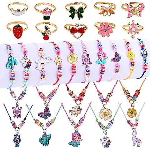 Faburo 30pcs Kids Jewelry for Girls, 10 Necklaces, 10 Rings, 10 Bracelets, Little Girls Jewelry Kids Unicorn Necklace Rings for girls, Kid Jewelry Bracelets Necklace Birthday Gift Age 2 4 6 8 Cover