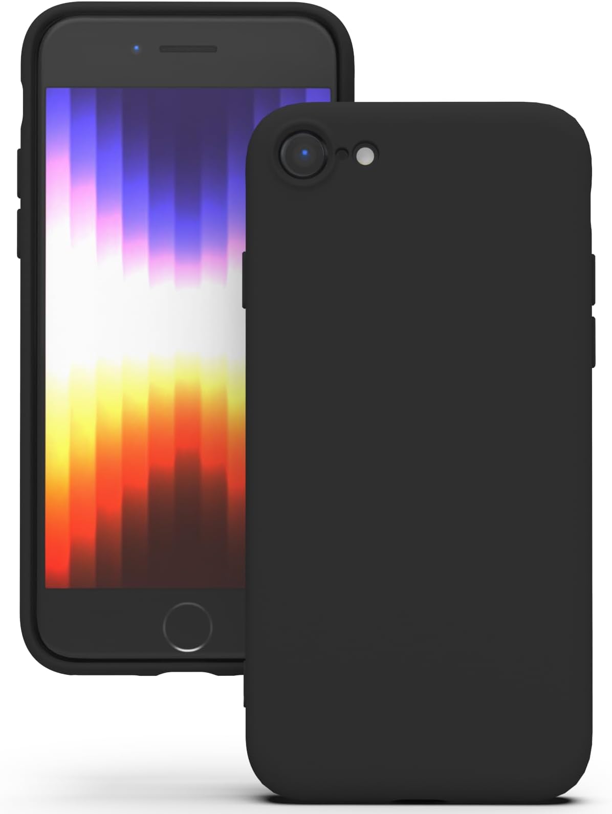 Silicone Case for iPhone SE 2020/2022, iPhone 8/7, Soft-Touch, Shockproof, DustProof, Antiskid Apple Phone Cover for iPhone SE 2nd 3rd Generation - Black