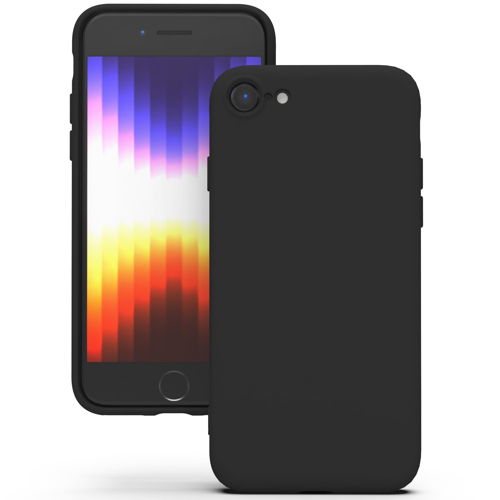 YATWIN Silicone Case for iPhone SE 2020/2022, iPhone 8/7, Soft-Touch, Shockproof, DustProof, Antiskid Apple Phone Cover for iPhone SE 2nd 3rd Generation - Black