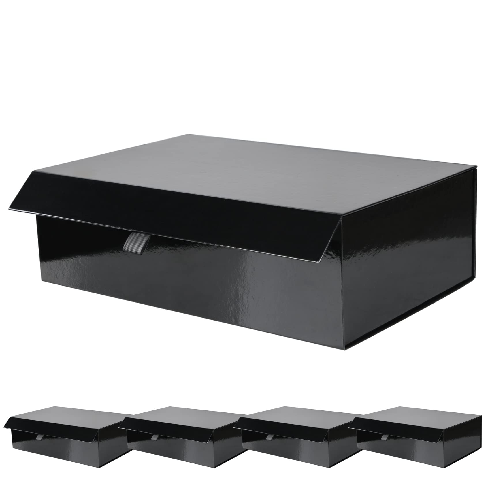 Buy 5 Pack Large Black Collapsible Gift Boxes with Lid Closure