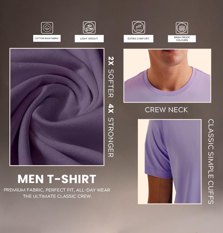 Image of Sleepynuts Men's Regular Fit Round Neck Half Sleeves Solid Casual Wear T-Shirt