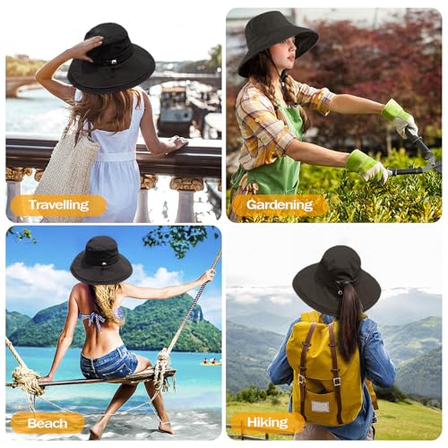 Sombrero de sol mujer con hoyo para coleta verano miniatura 7