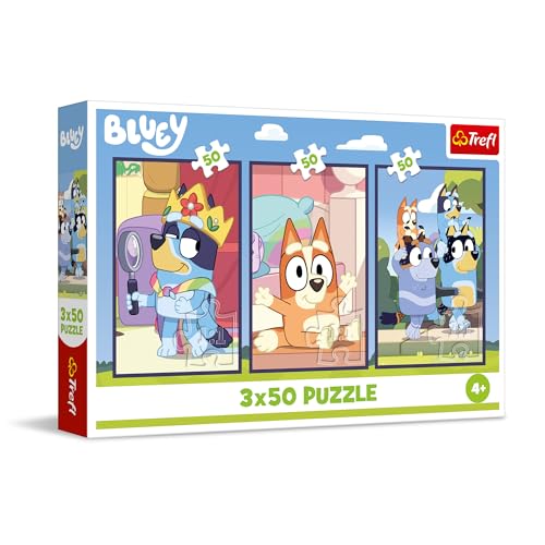 Trefl 3in1 Puzzle: Bluey Familie Bluey - 3 x 50 Teile 3er-Puzzle-Set für Kinder ab 4 Jahren