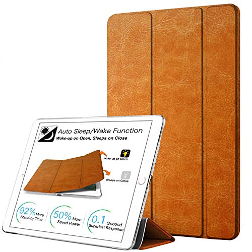 Image of DuraSafe Cases for iPad 7.9 Inch Mini 3 Mini 2 Mini 1 Gen [Mini 3rd 2nd 1st ] A1599 A1489 A1432 MH3F2HN /A Printed Slim Lightweight Protective PC Dual Angle Stand Clear Flip Back Cover - Brown Texture
