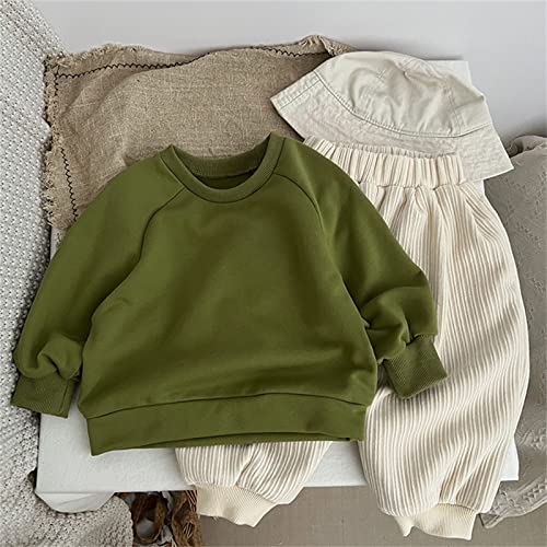 Unisex Sweatshirt Pure Color Crew Neck Pullover Long Sleeve Soft Cotton Casual T-Shirt for Kids (AG, 12-24 Months)2