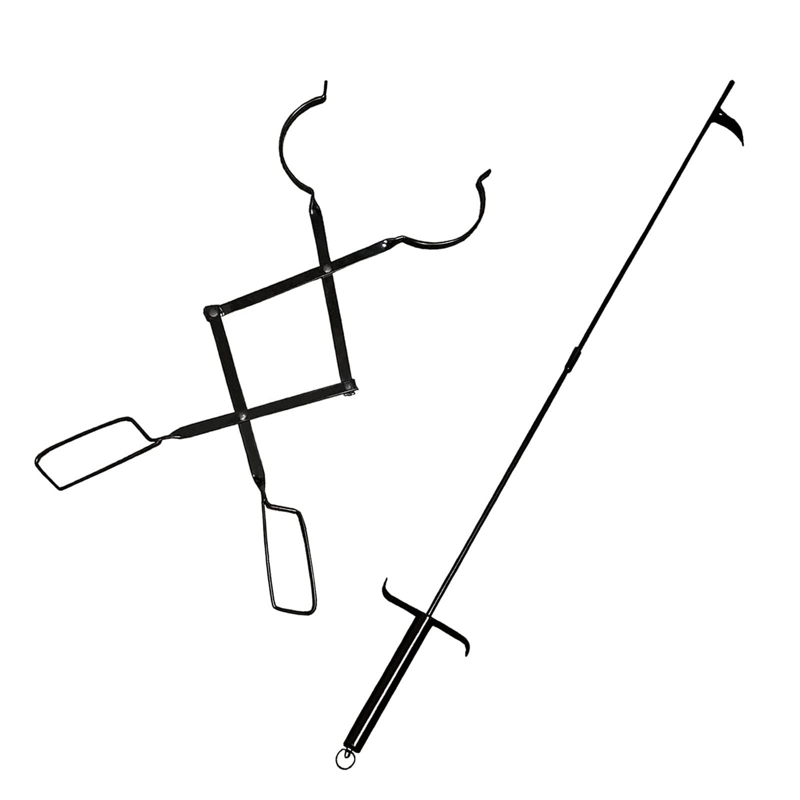 DONSIQIZZ 32" Firewood Fire Pit Poker and 25" Fireplace Tongs Log Grabber, Fire Pit Tools Kits Fit for Camping Campfire Wood Stove Fireplace Fire Pit Indoor and Outdoor Use