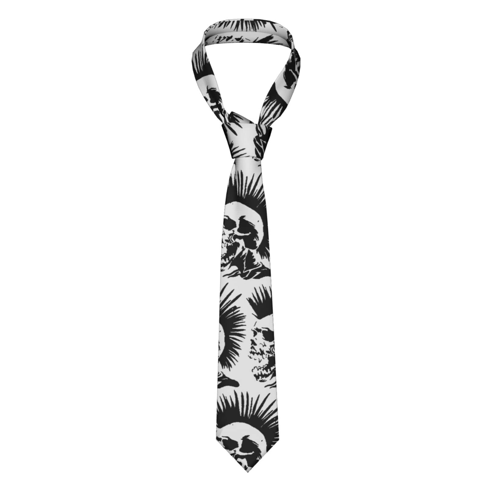Aseelo Men's Green Skull Punk Neckties Fashion Suit Tie Classic Neck Ties Skinny Tie For Wedding Business Formal Party