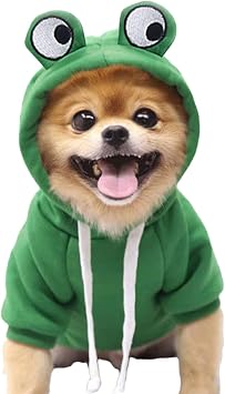 XIAOYU Puppy Dog Hoodie Cats Hoodies Pet Clothes Stylish Fruit Sweatershirt for Dog Cat Small Medium Pets, Frog, M
