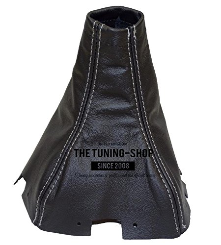 The Tuning-Shop for Subaru Forester 2008-13 Shift Boot Black Genuine Leather Grey Stitching