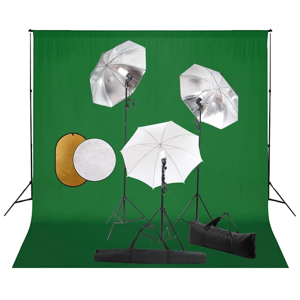 Zestaw do studia fotograficznego z lampą błyskową, światłem stałym, reflektorem i abażurami, aluminiowy statyw z regulacją wysokości, tło 300 x 300 cm, zestaw oświetlenia do portretów, zdjęć