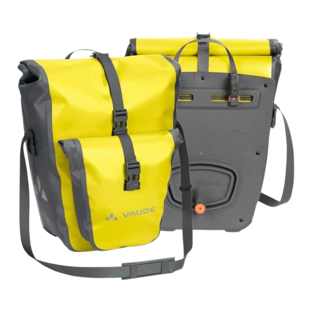 VAUDEAqua Plus - Rear Pannier Bike Bag - Set of 2 - PVC-Free Tarpaulin Bike Panniers - Waterproof Pannier Bags with Front Pocket and 51 Litre Total Storage Volume