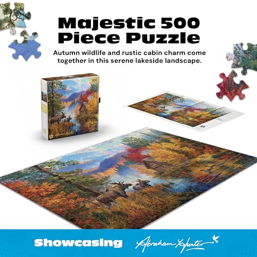 Rompecabezas Buffalo Games - Lago Adirondack, 500 piezas para adultos | Arte de Abraham Hunter, acabado en dorado, tamaño final 15 x 21,25 pulgadas, incluye póster, tablero reciclado, caja de exhibición para regalo miniatura 2