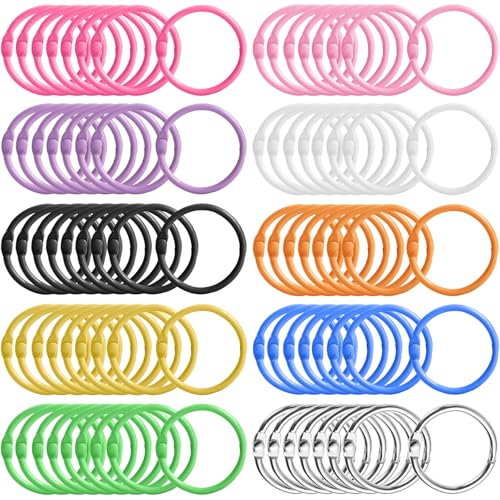 80 Pièces Anneaux de Reliure,30mm Anneaux de Livre en Métal,Anneaux de Livre Colorés Pour Papier, Documents, Albums Photos, Clés, Etc. (Couleurs Mélangées)