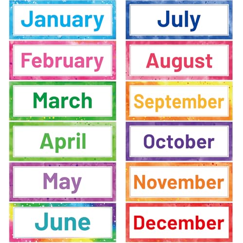 Fancy Land Monthly Headliners Month of The Year Header Cards for School Classroom Bulletin Board Decoration 12Pcs