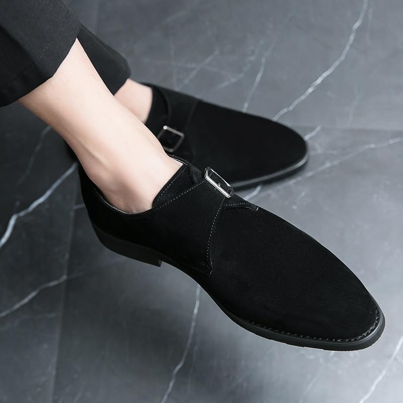 Men's Oxford Dress Monk Shoes Casual Non Slip Rubber Sole Slip Resistant Anti-Slip Shoe Slip On Plain Toe Spanish Suede Leather Prom2