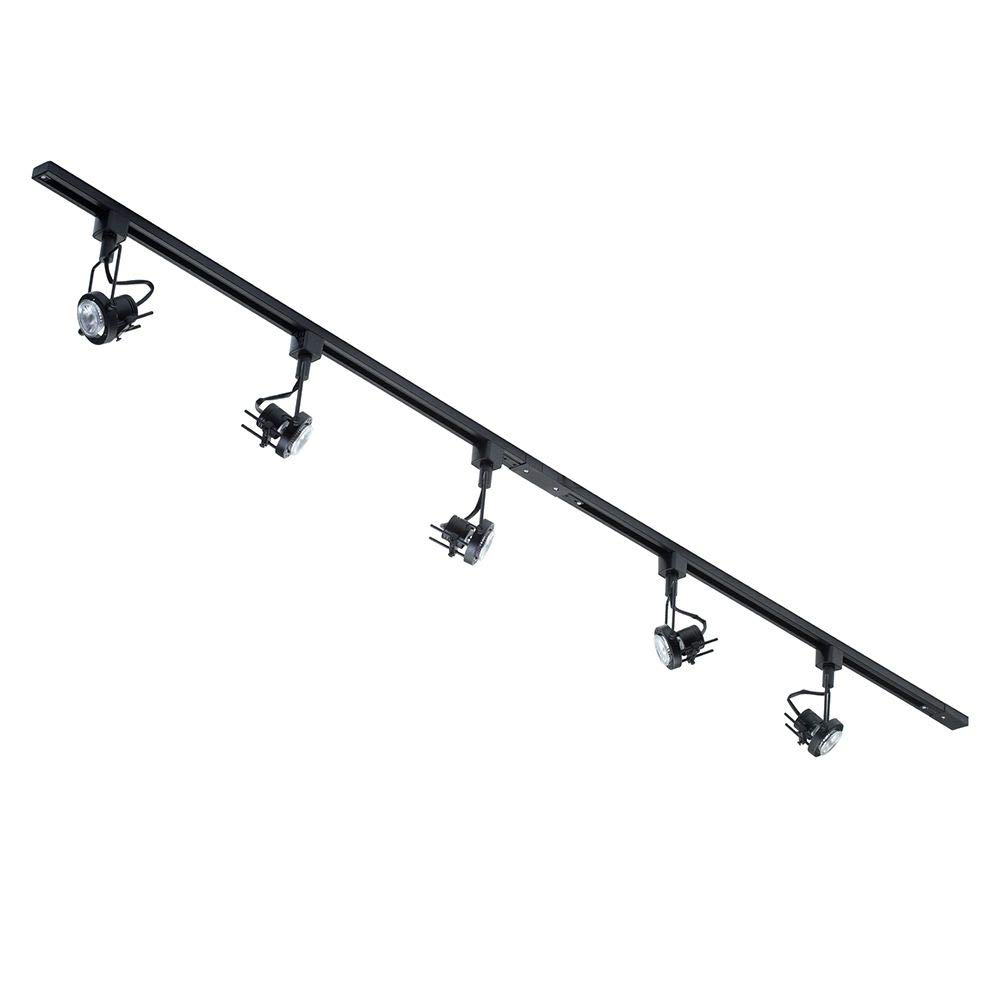 LITECRAFT Kitchen Track Light with Greenwich Fixture & GU10 LED Bulbs - (Black, 2M 5 Light)