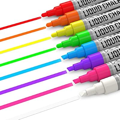 Kassa 10-Pack Neon Multicolor Chalk Markers | Includes Reversible Bullet & Chisel Tips | Works on Chalkboa