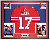 Josh Allen Autographed & Framed Red Buffalo Jersey Auto Beckett COA