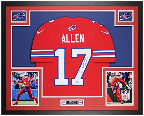 Josh Allen Autographed & Framed Red Buffalo Jersey Auto Beckett Coa #TOP16