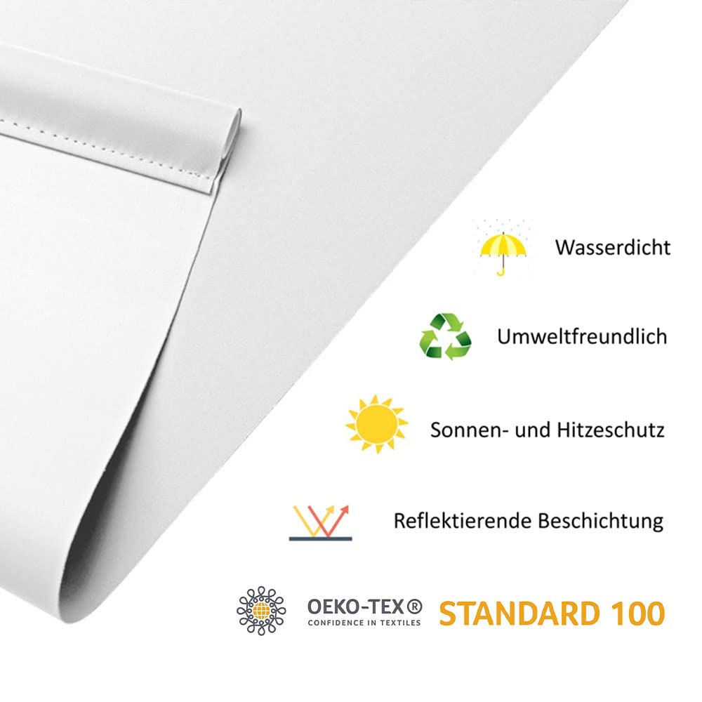 Tenda avvolgibile oscurante termica 50 x 130 cm (larghezza tessuto 46 cm) bianca senza fori con rivestimento dello stesso colore Oeko-TEX Standard 100 protezione della privacy protezione solare