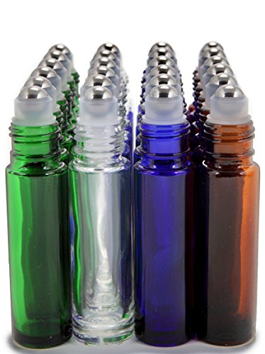 Vivaplex, 24, Assorted Colors, 10 ml Glass Roll-on Bottles with Stainless Steel Roller Balls. 3-3 ml Droppers included - Thumbnail 3