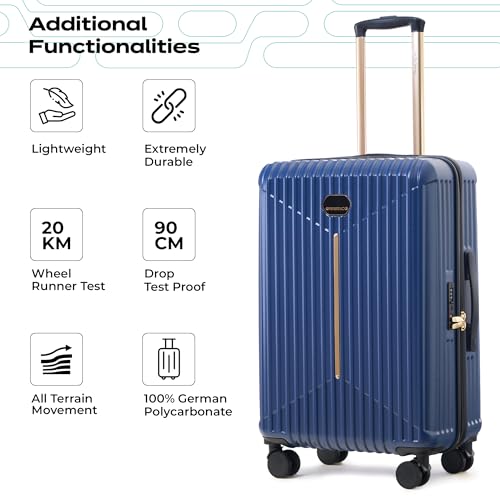 Image of The Midnight Voyager Set of 2 Luggage, Check in Medium 67.5 cm, Check in Large 76 cm, Hard Sided Polycarbonate Trolley Bag, Dual Anti- Theft Zippers, TSA Lock (Storm Blue)