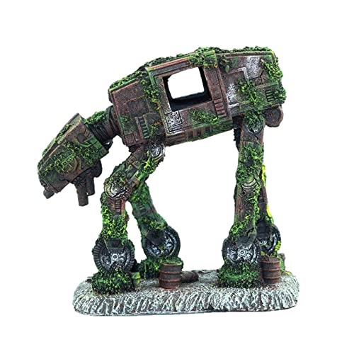XUBX Adornos de decoración de acuarios, Acuario Decor, Artificiales Tanque Decoración, Decoración de Robot, Ornamento del Acuario del Robot de Pesca de la Resina, Pecera Adorno para Acuario Cover