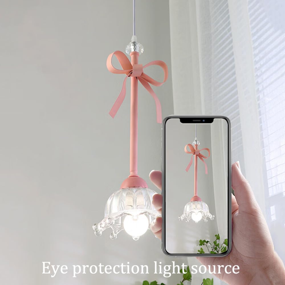 ZBZFGE Fiore di Vetro Chiaro Rosa luci sospese lineari Lunghe Ragazze lampadario Moderno Nordico Sala Pranzo Tavolo da Cucina Isola vivaio per Bambini corridoio Foyer