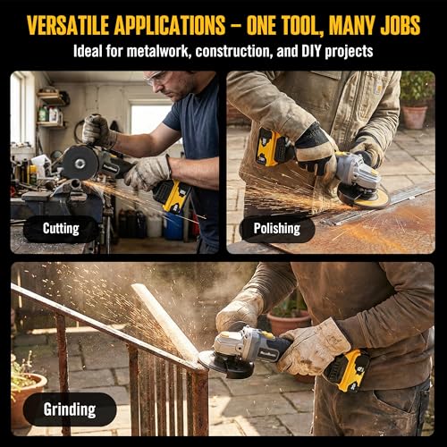 Image of ReliaRoads 20V Brushless Cordless Angle Grinder 4-1 /2 Inch, Compatible with DeWalt 20V MAX Battery, Metal Cutting Grinding Polishing Tool, Battery Not Included (Blackish Gray)