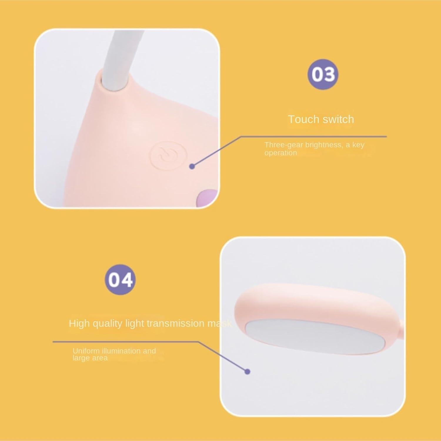 Eye Protection Desk Lamp LED Night Light Wireless Charging USB Rechargeable Desk Lamp(Pink)